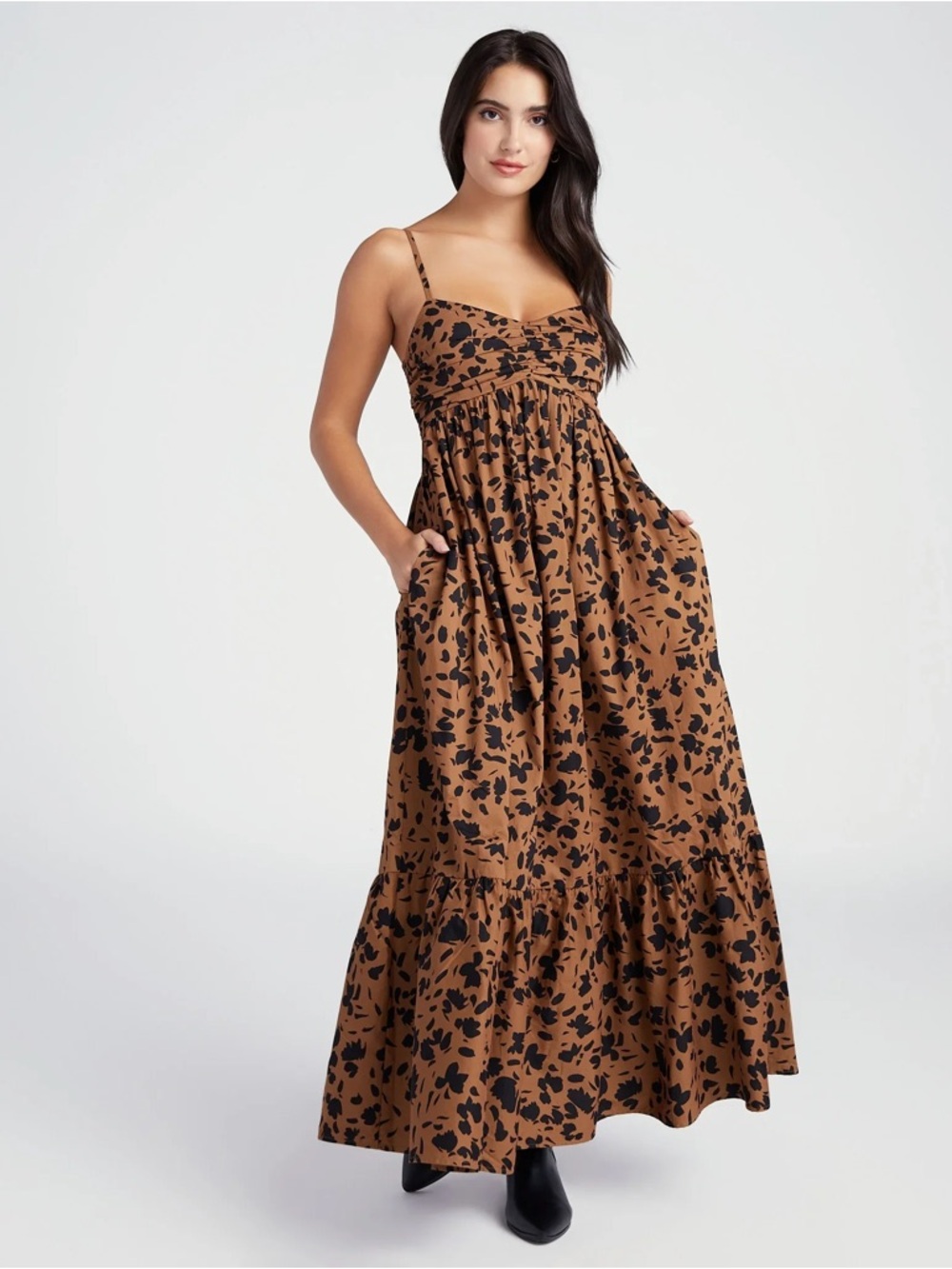 Saltwater Luxe Women’s Brown & Black Flora Maxi Dress